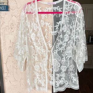 Parami design White Embellished Tie Front Blouse